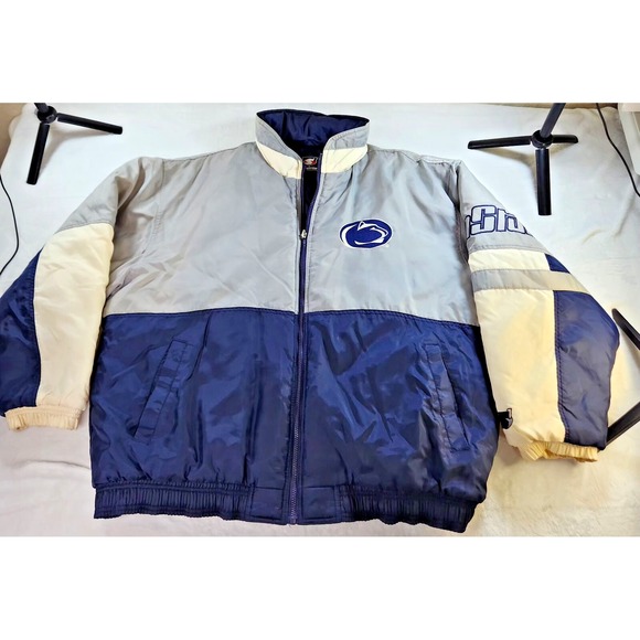 VTG S1 by Starter PENN STATE Nittany lions puffer jacket men XL blue/white- RARE - Picture 1 of 10